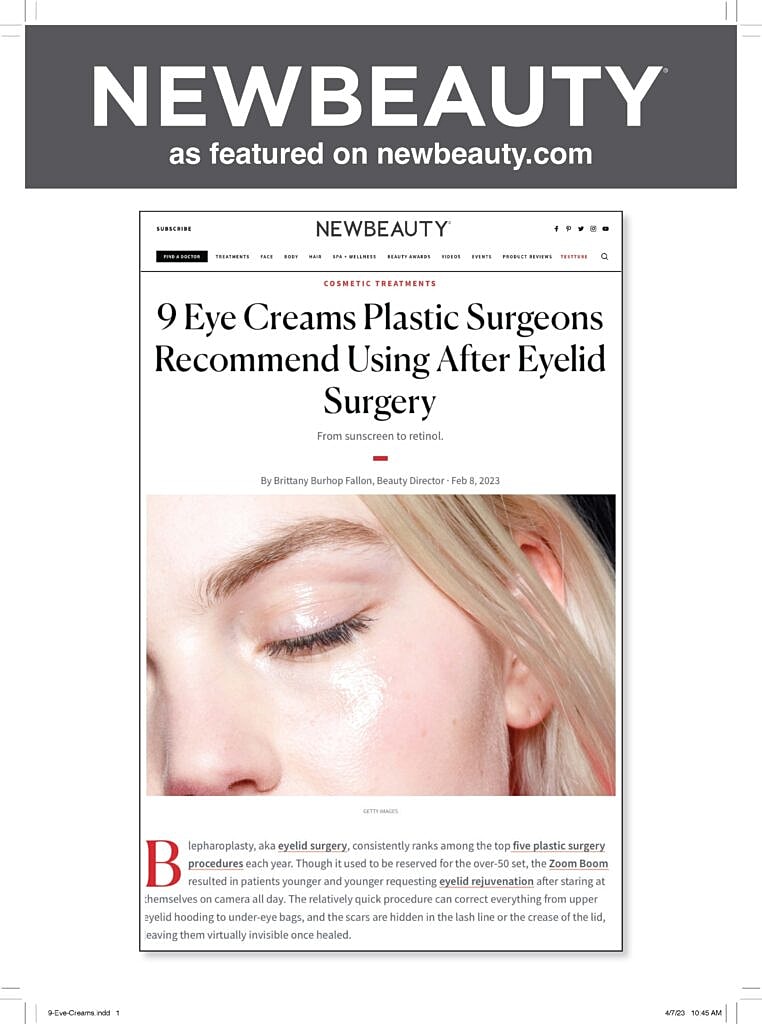 Eye cream recommendations post-eyelid surgery article.