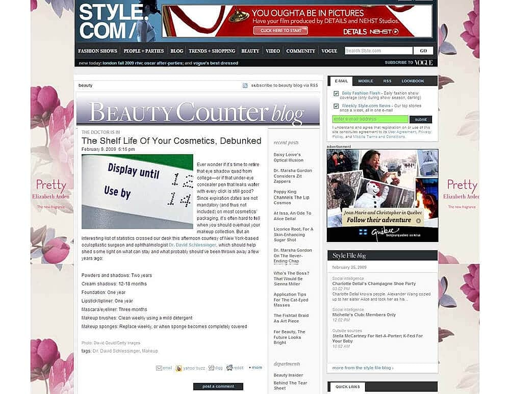 Beauty blog discussing cosmetic shelf life.