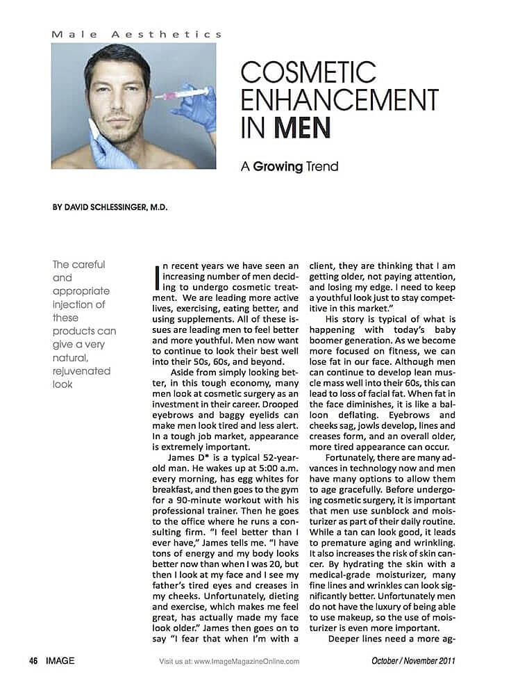 Cosmetic enhancement trends in men article page.