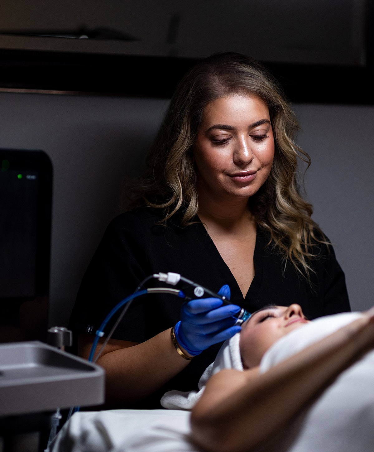 Skincare treatment in a professional setting.
