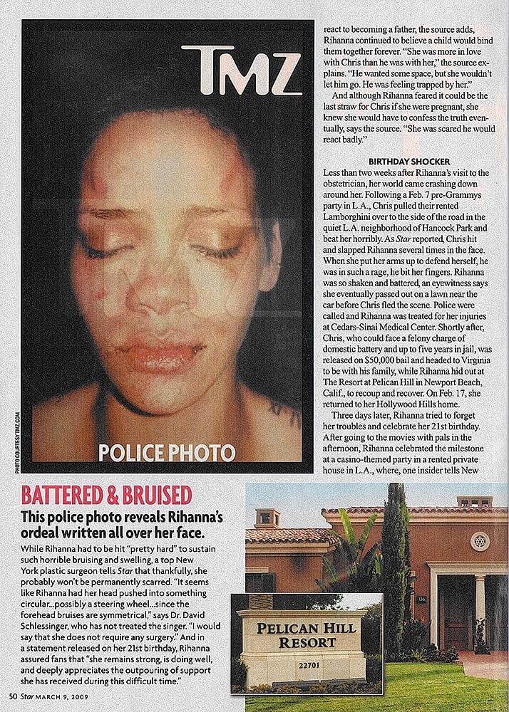 TMZ article about Rihanna's police photo aftermath
