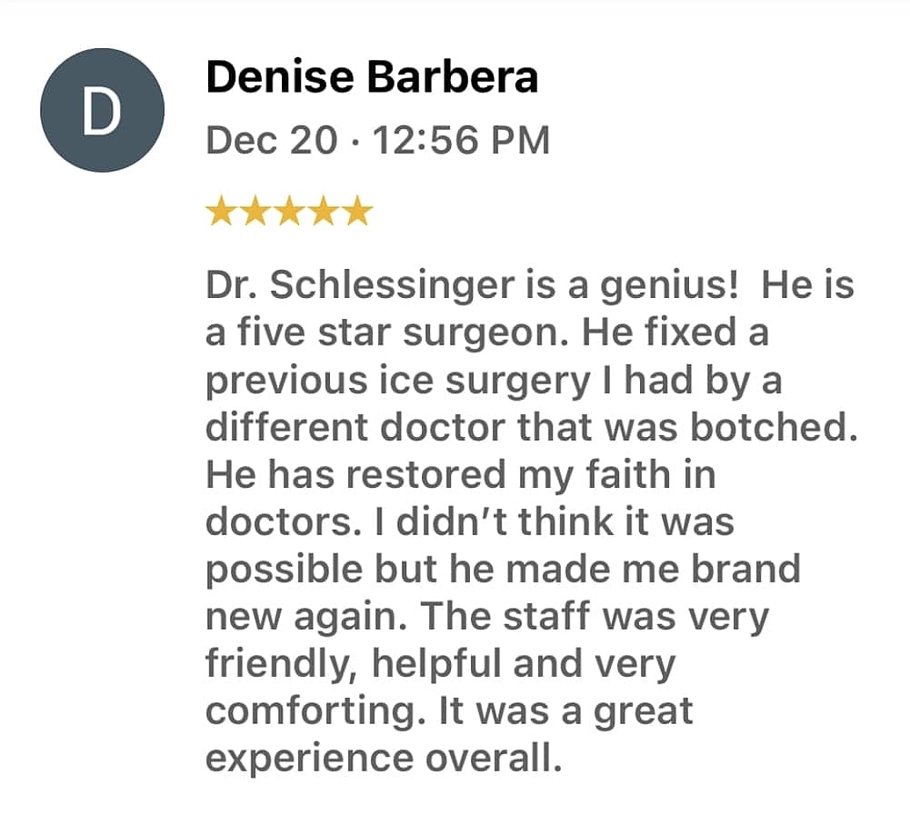 Schlessinger Eye & Face Testimonial