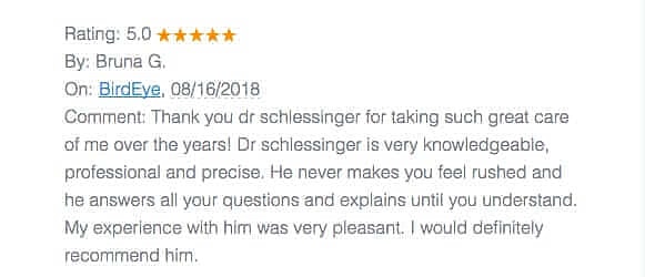 Schlessinger Eye & Face Testimonial