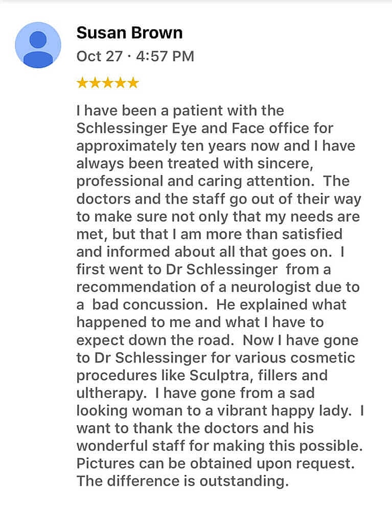 Schlessinger Eye & Face Testimonial