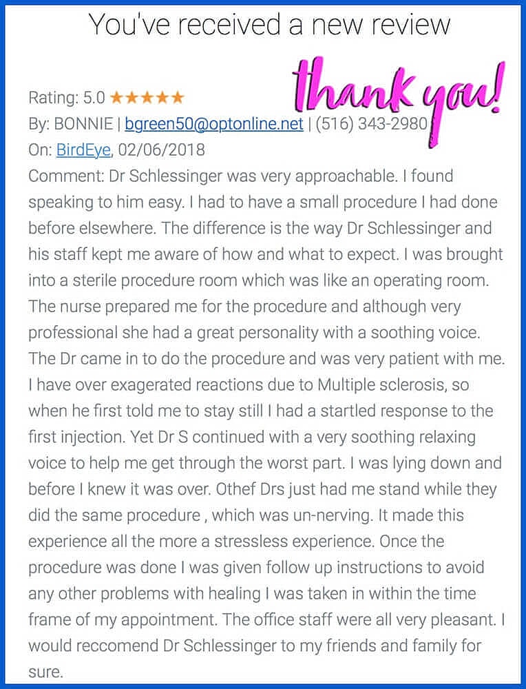 Schlessinger Eye & Face Testimonial