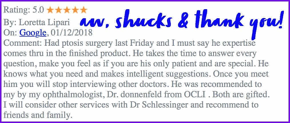 Schlessinger Eye & Face Testimonial
