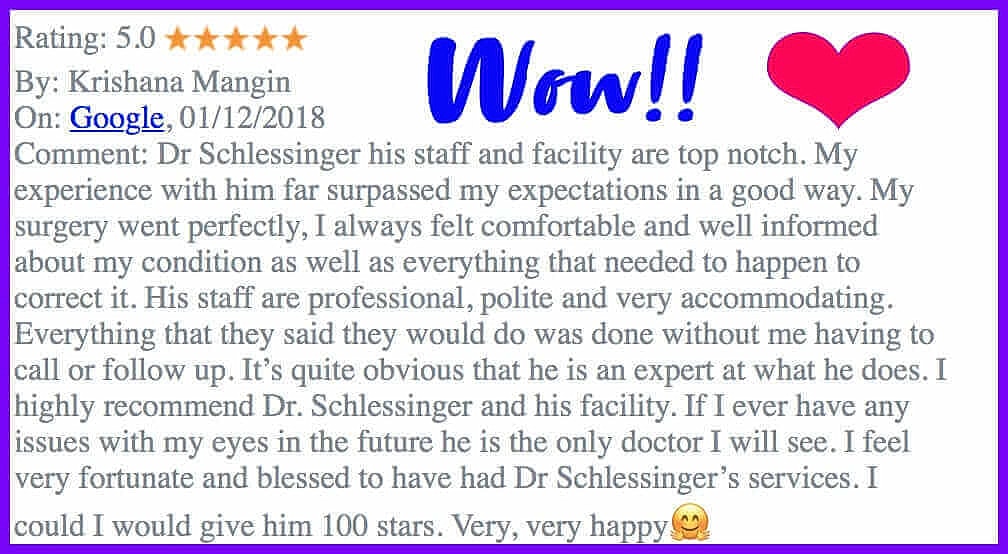 Schlessinger Eye & Face Testimonial