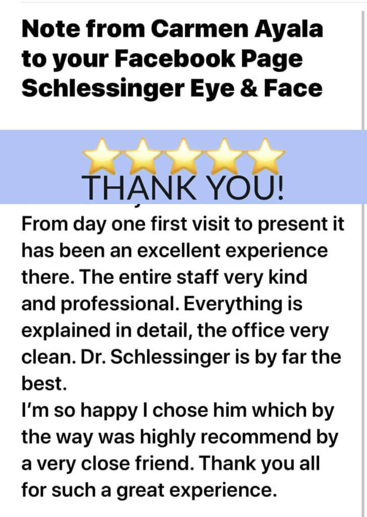 Schlessinger Eye & Face Testimonial