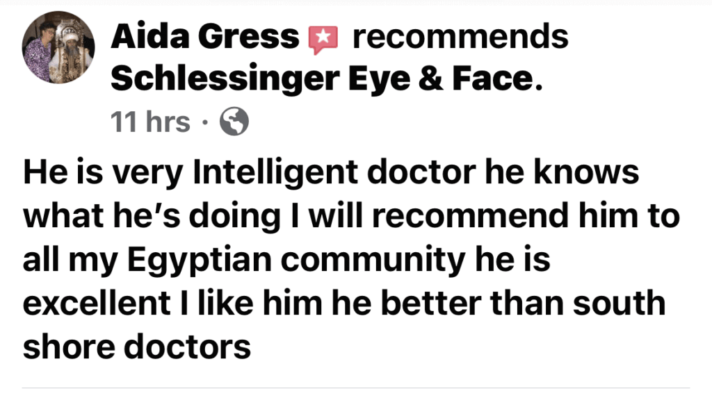 Schlessinger Eye & Face Testimonial