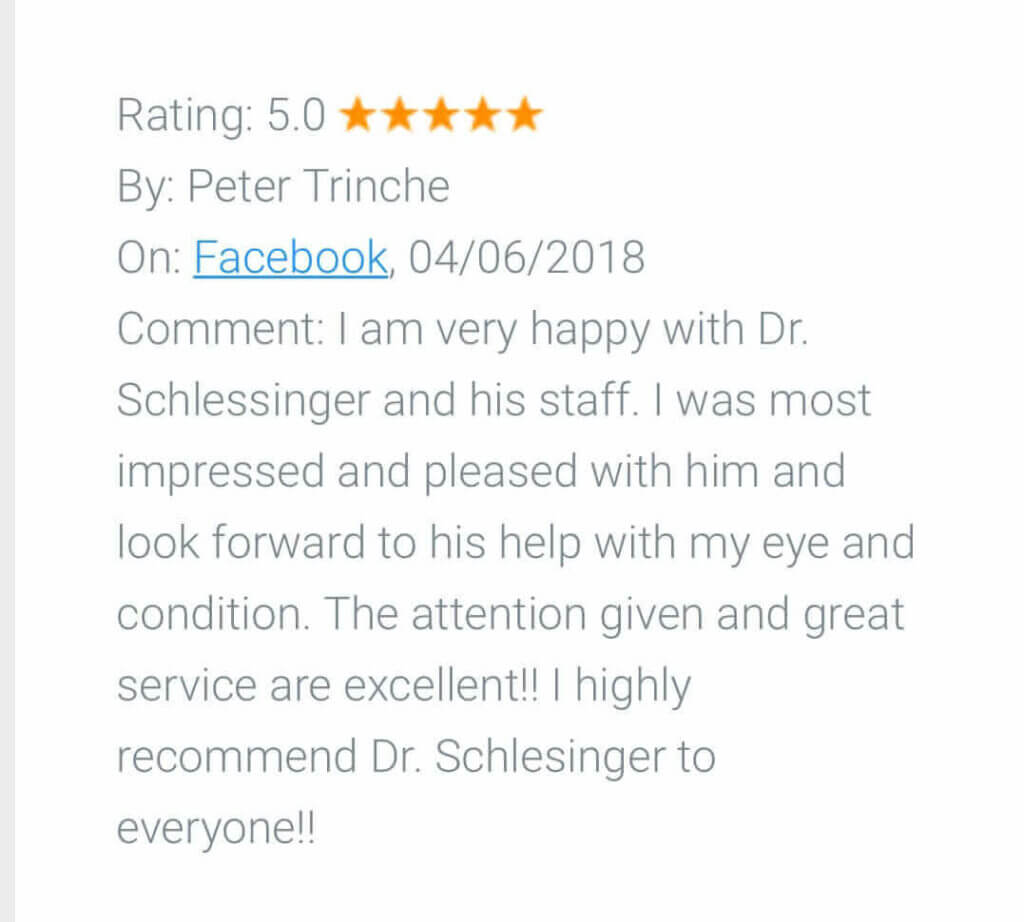 Schlessinger Eye & Face Testimonial