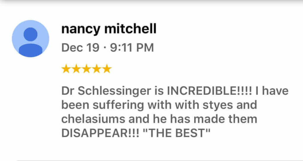 Schlessinger Eye & Face Testimonial