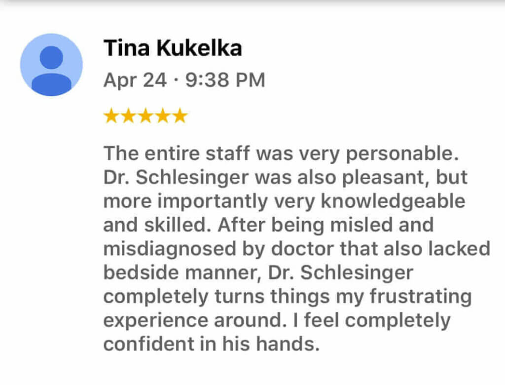 Schlessinger Eye & Face Testimonial